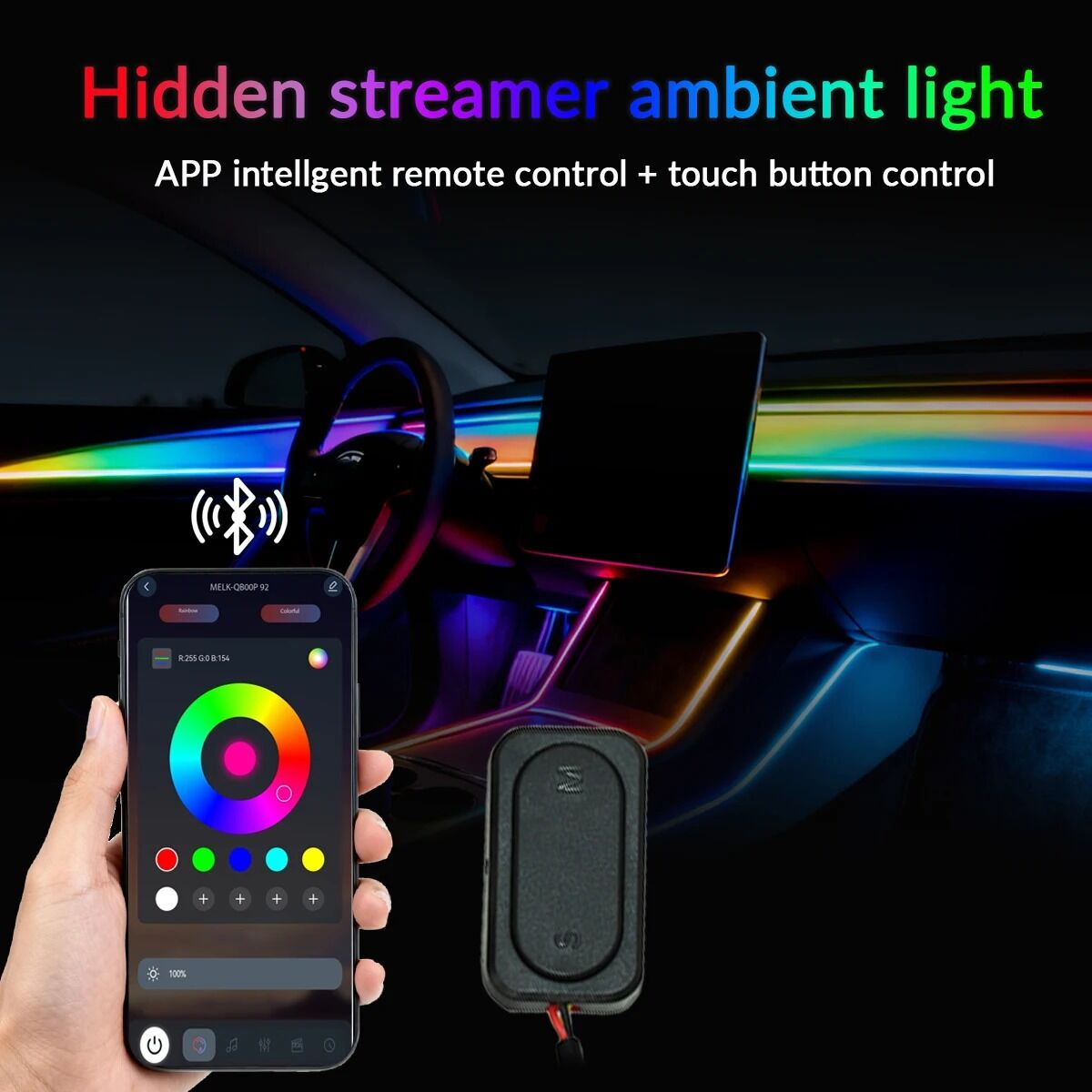 Lumières D'ambiance De Voiture À Streamer Couleur Pleine 18 En 1
