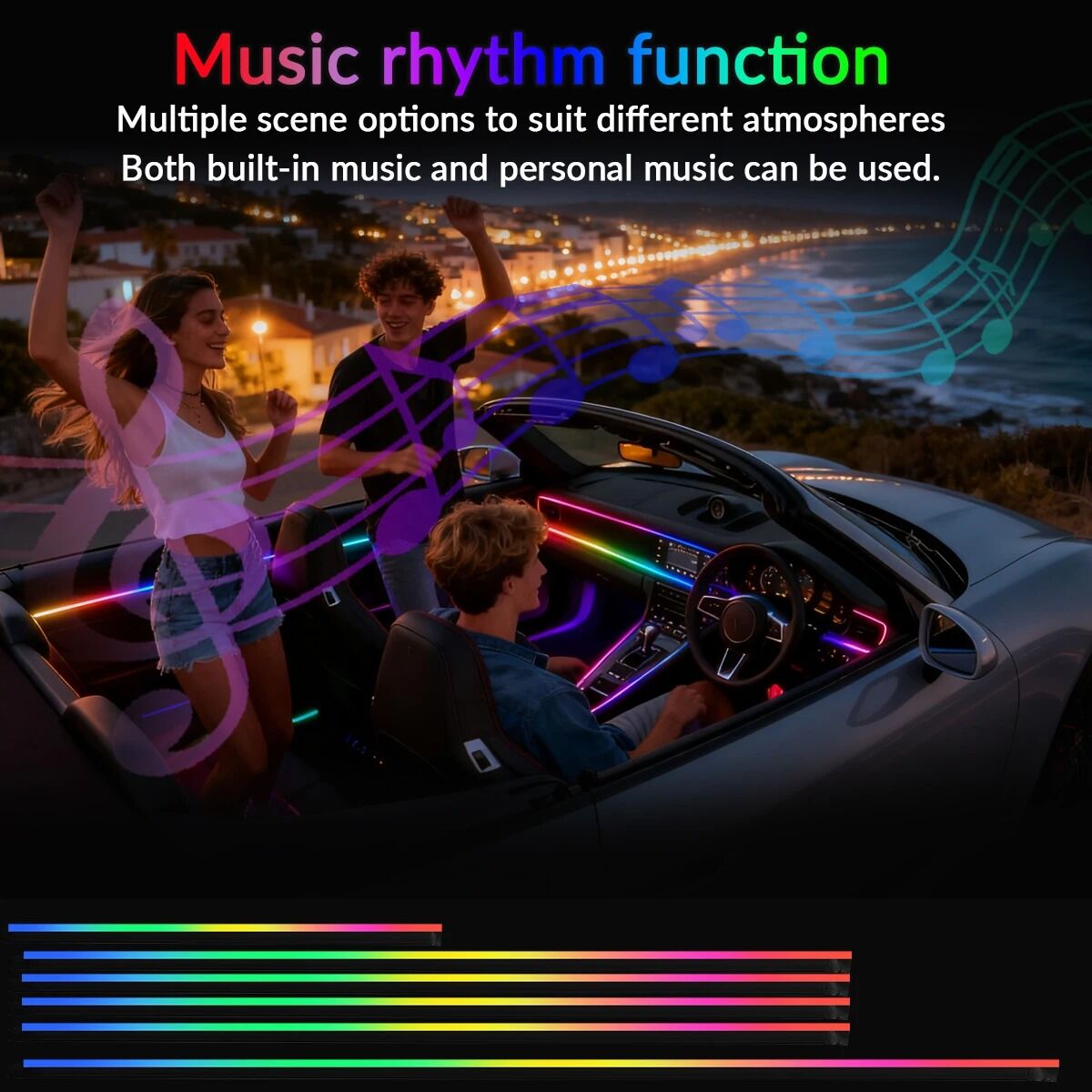 Lumières D'ambiance De Voiture À Streamer Couleur Pleine 18 En 1 thumbnail 3