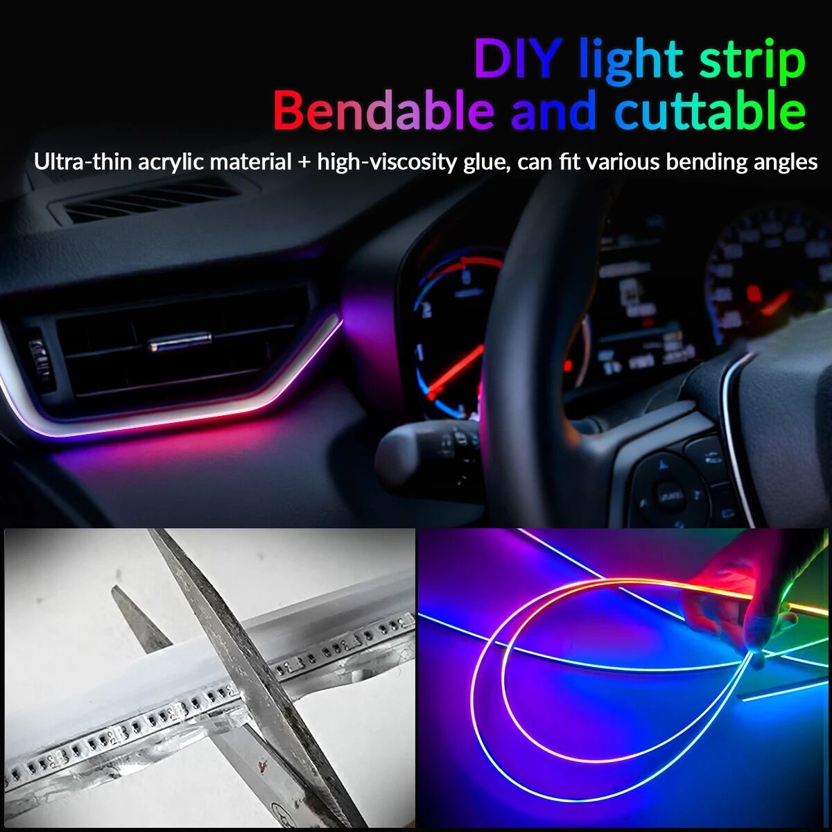 Lumières D'ambiance De Voiture À Streamer Couleur Pleine 18 En 1 thumbnail 4