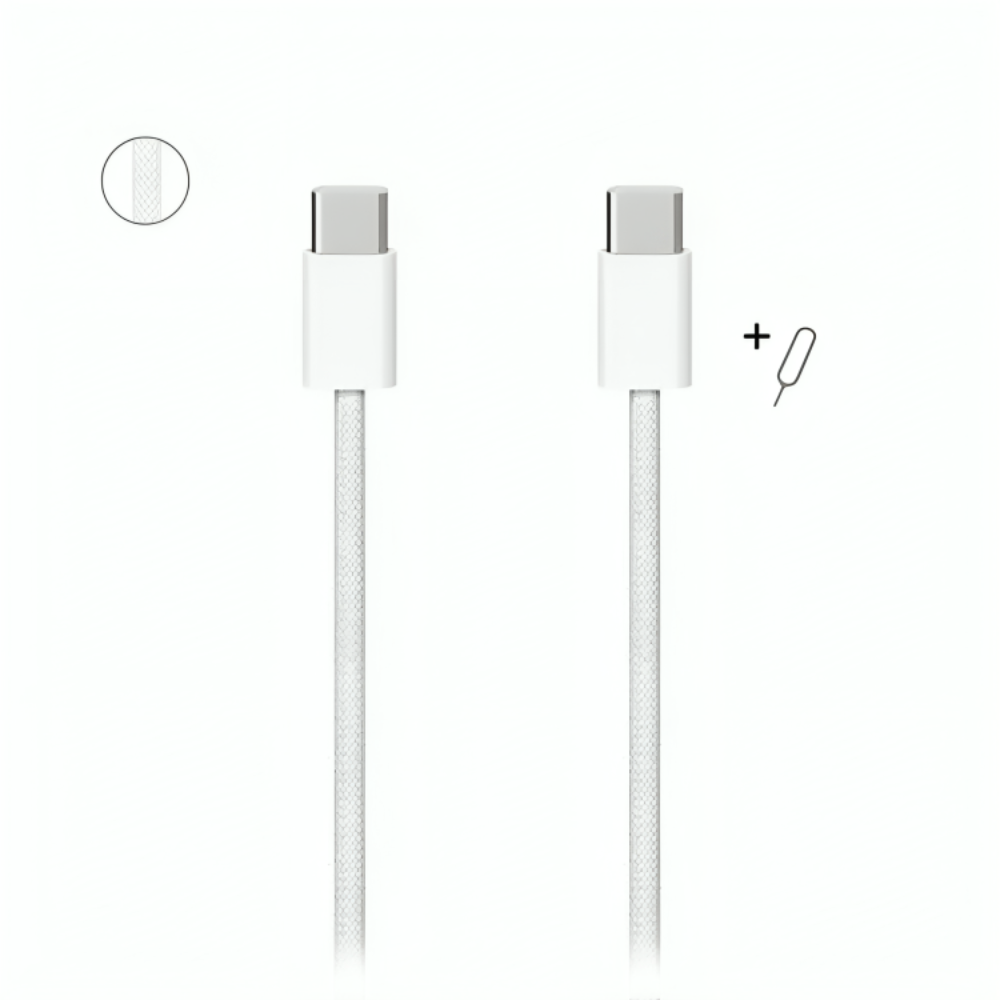 Câble Usb-c Vers Usb-c Iphone 16 – Charge Rapide 60w + Outil Éjecteur Sim – Haute Qualité