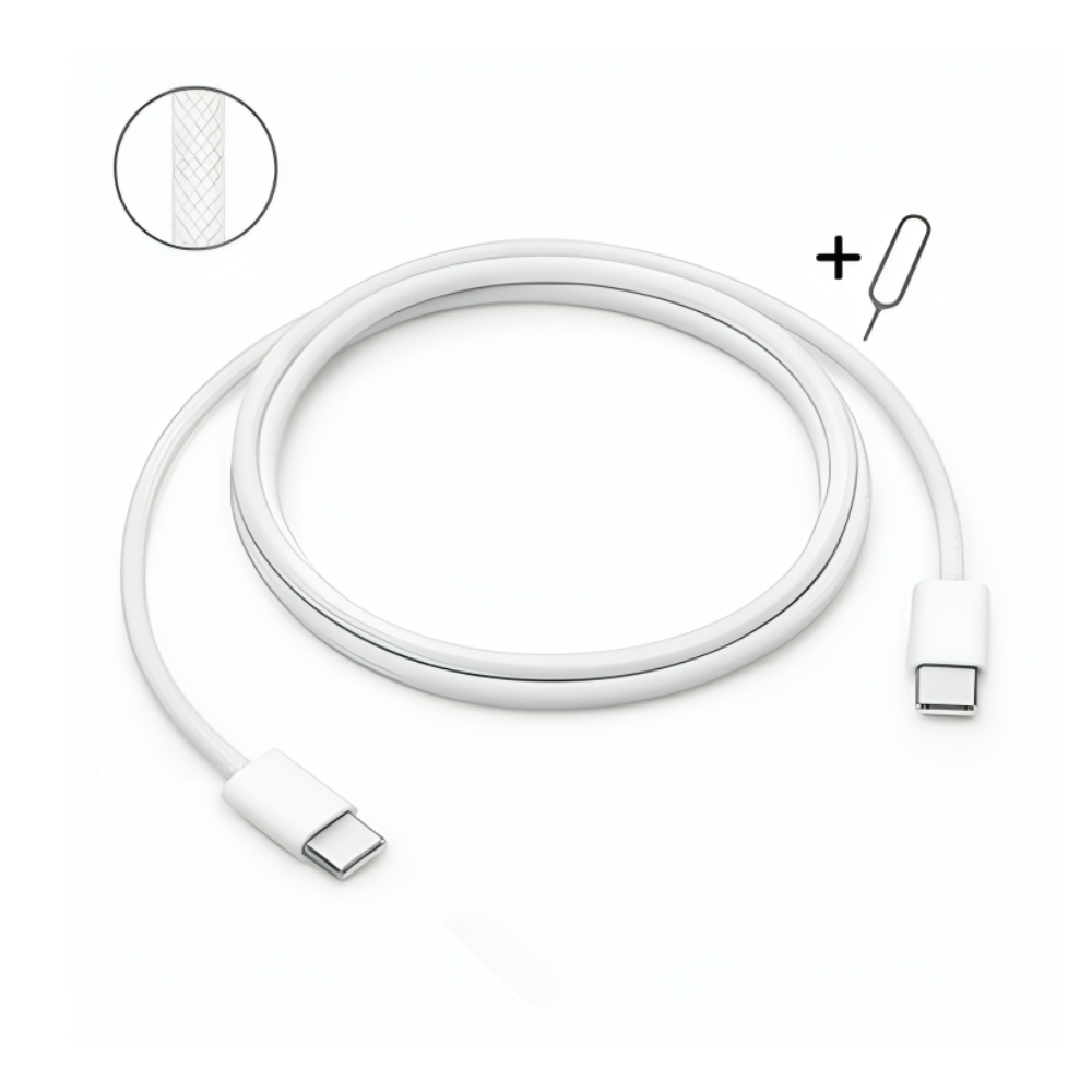 Câble Usb-c Vers Usb-c Iphone 16 – Charge Rapide 60w + Outil Éjecteur Sim – Haute Qualité