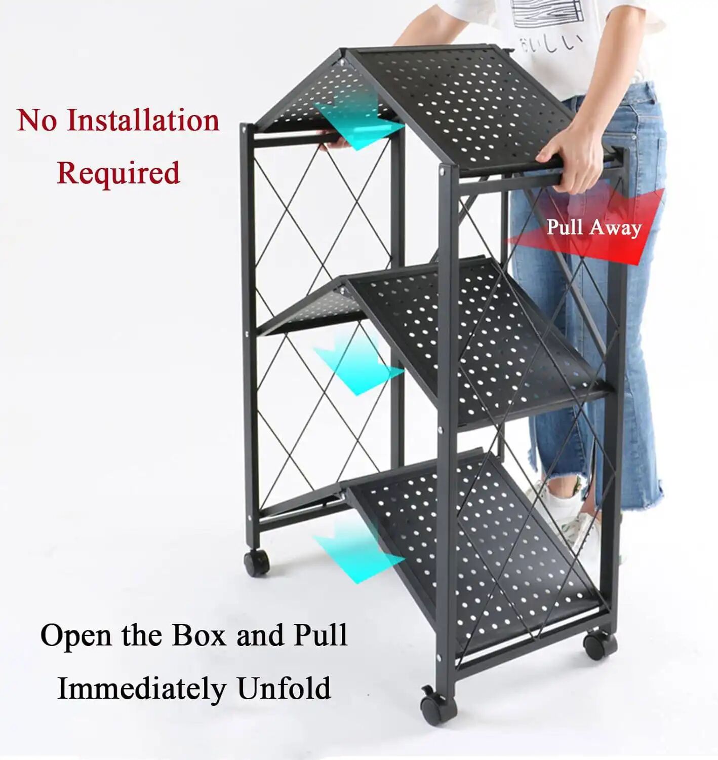 Étagère Industrielle Pliable Sur Roulettes