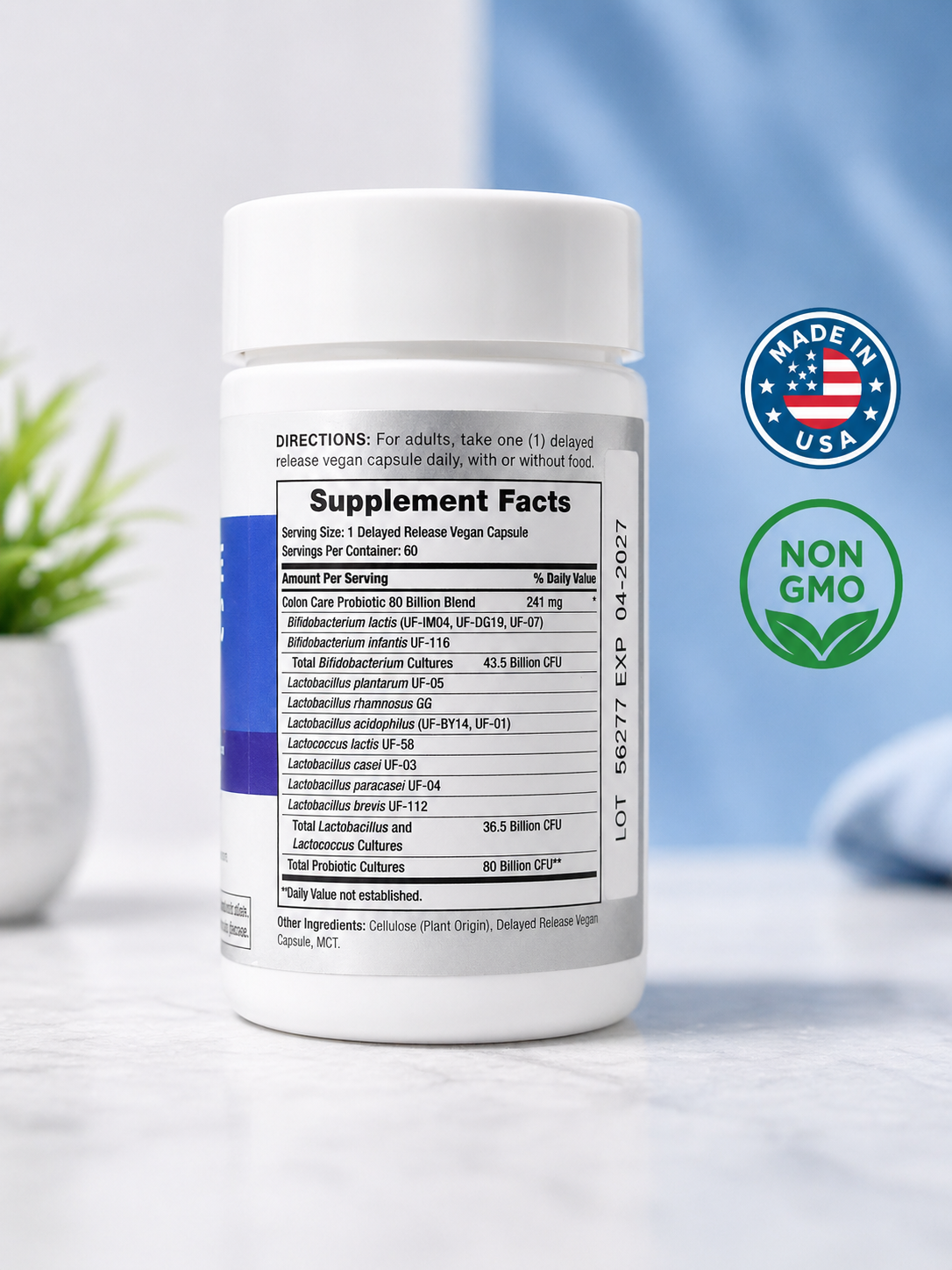 Colon Care Probiotic 80 Billion Cfu – 12 Souches Probiotiques – 60 Gélules Vegan
