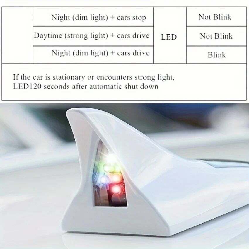Feu Led Solaire Anti-collision Voiture – Aileron Requin Universel Décoratif