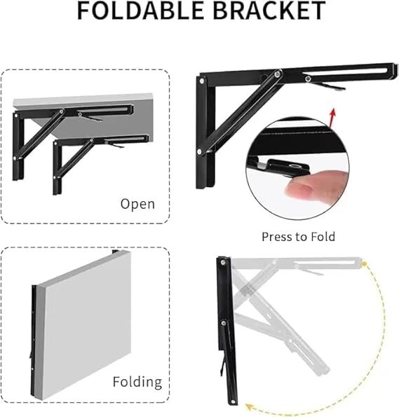 2 Pcs Équerre Support Table Pliable, Support Étagère Pliant 40cm thumbnail 3