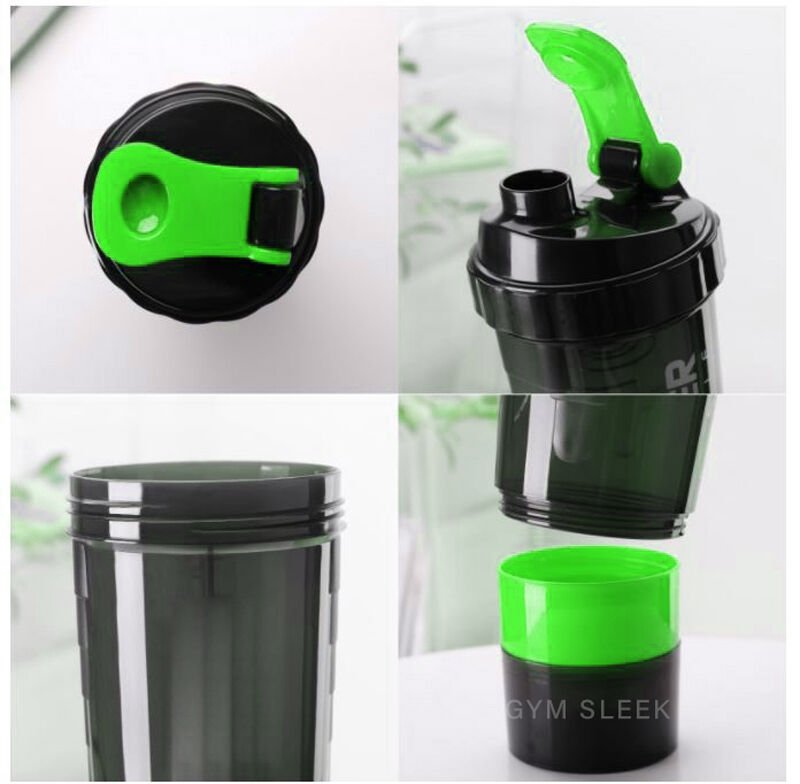 Shaker À Protéines Avec Compartiments À Poudre Anti-fuite - Sans Bpa thumbnail 4
