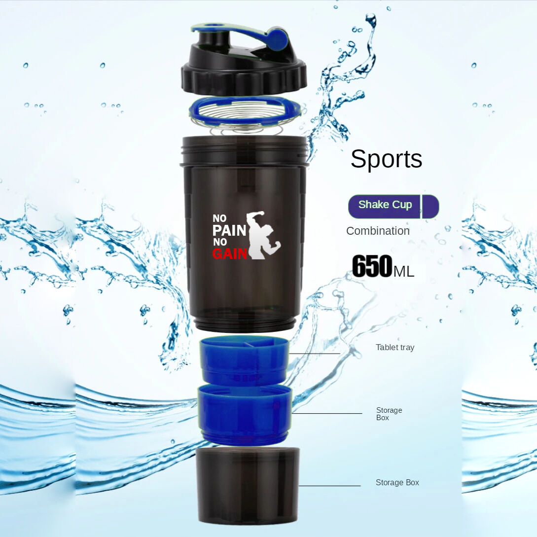 Shaker À Protéines Avec Compartiments À Poudre Anti-fuite - Sans Bpa thumbnail 6
