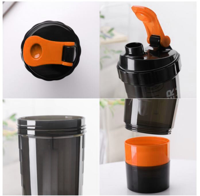 Shaker À Protéines Avec Compartiments À Poudre Anti-fuite - Sans Bpa thumbnail 4