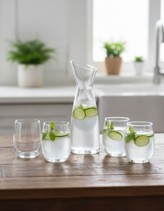 Ensemble De 7 Pièces En Verre Transparent : Verres Et Récipient Polyvalent thumbnail 3