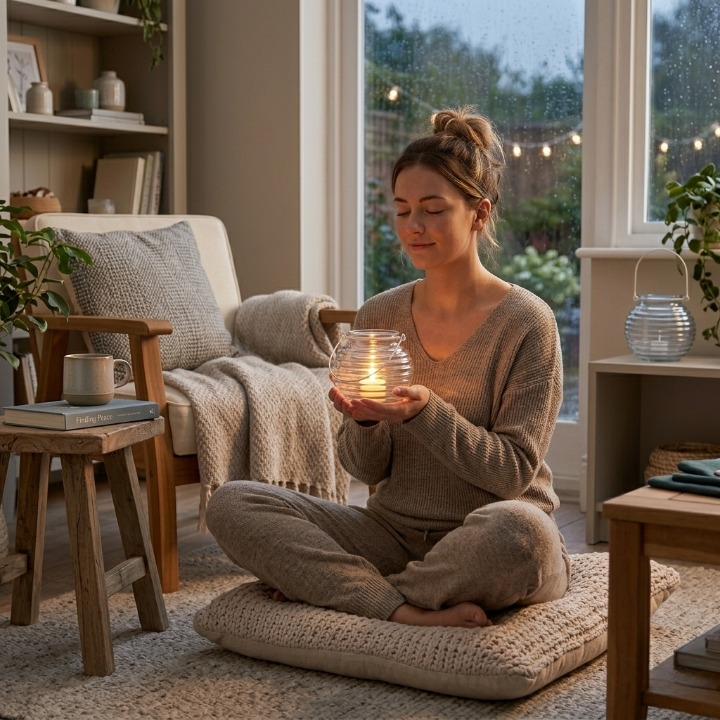 Lanterne Décorative Avec Poignée Et Support Pour Bougie Design Ondulé thumbnail 4