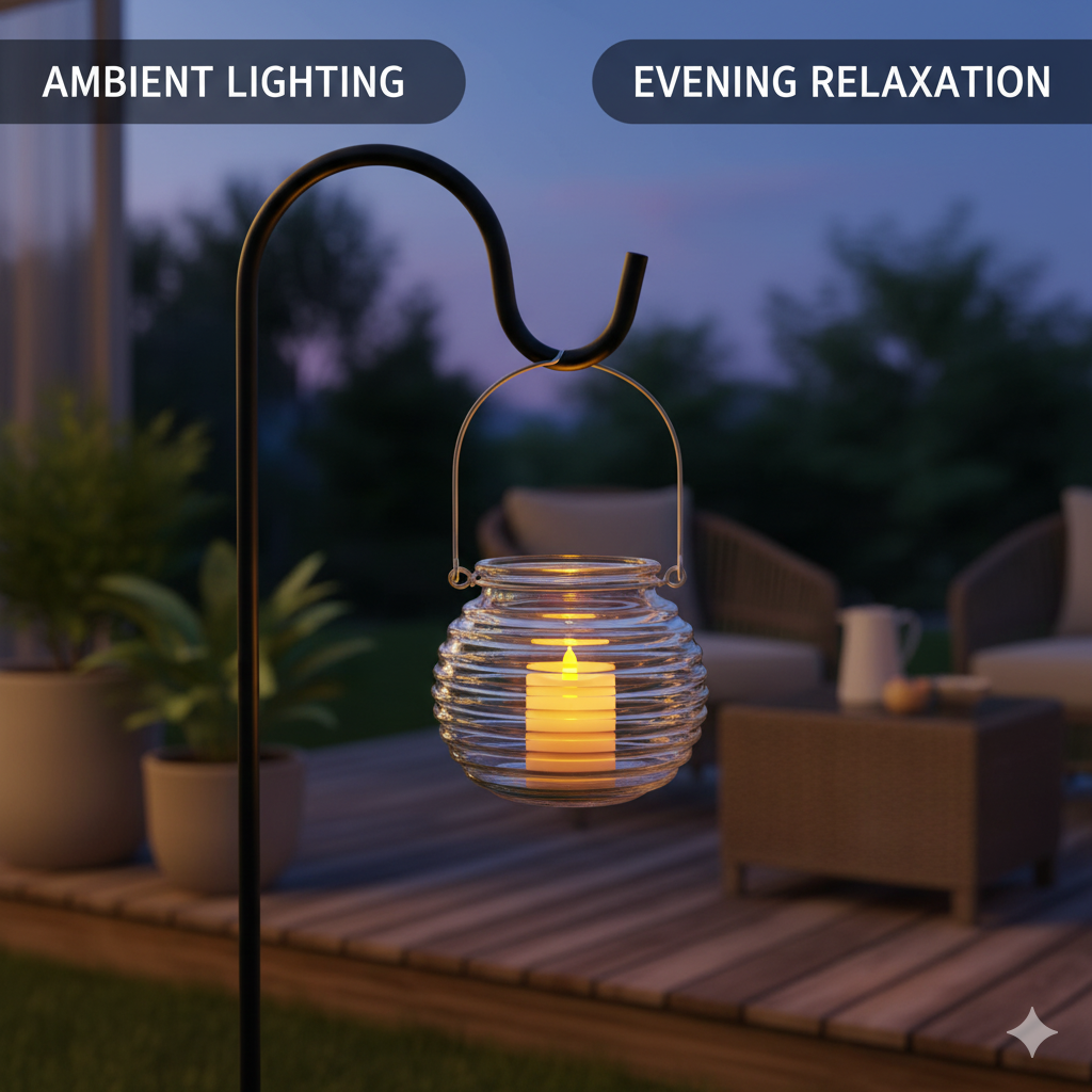 Lanterne Décorative Avec Poignée Et Support Pour Bougie Design Ondulé thumbnail 3