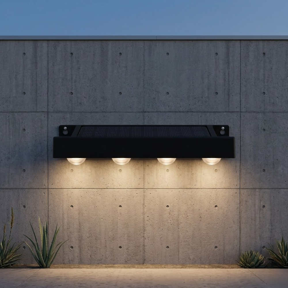 Lampe Solaire Murale Noire À Éclairage Descendant