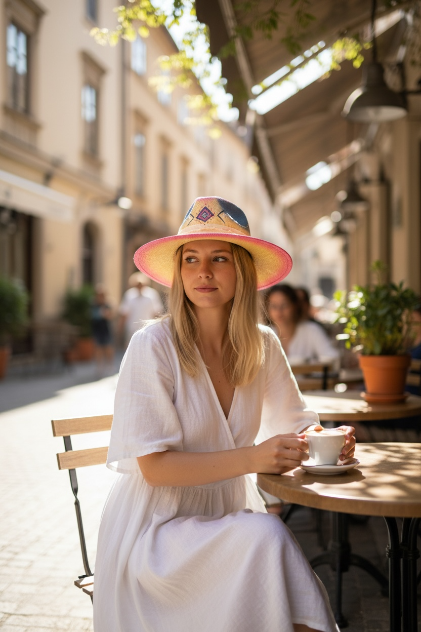 Hand-painted Hat - Pink Horizon