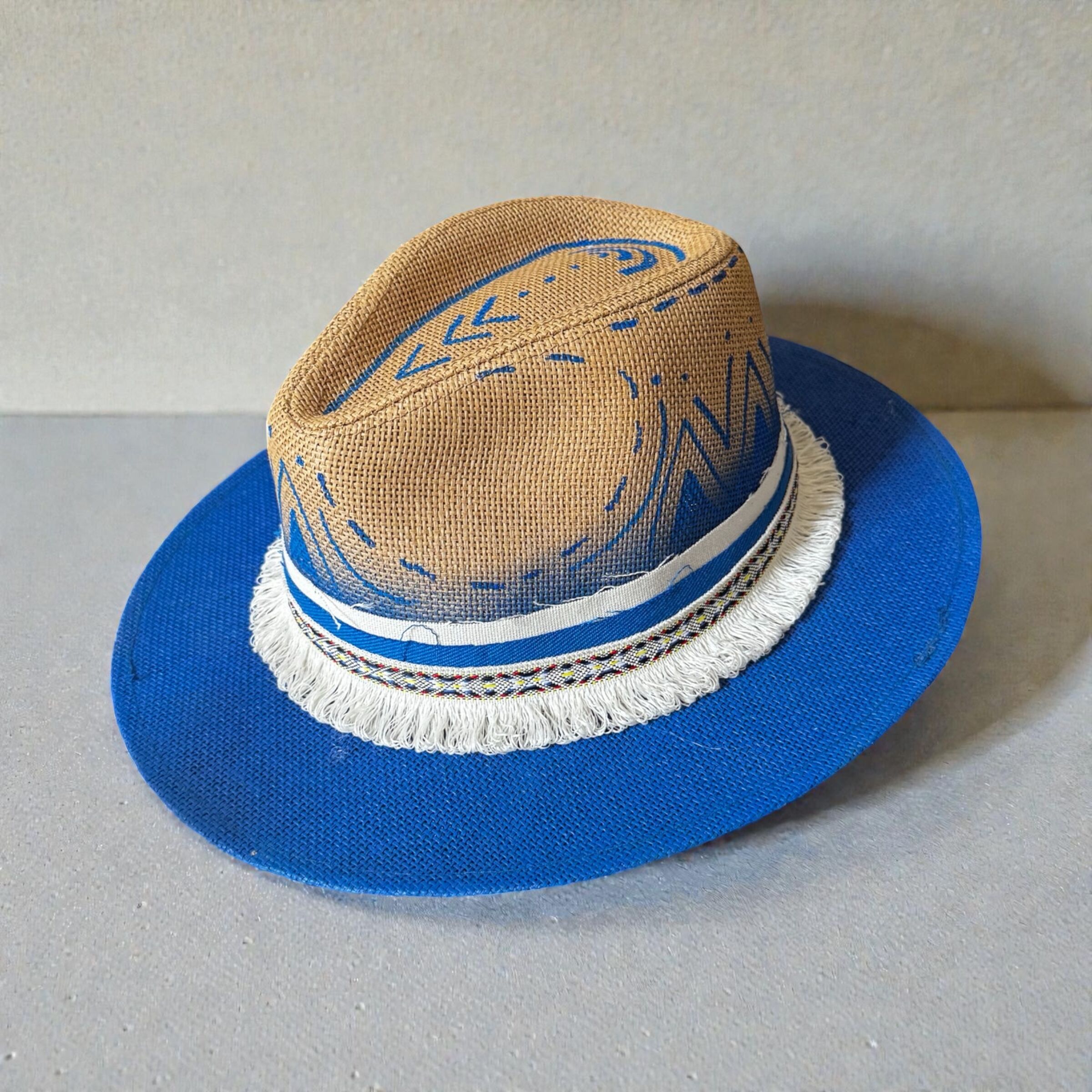 Hand-painted Hat - Wild Blue