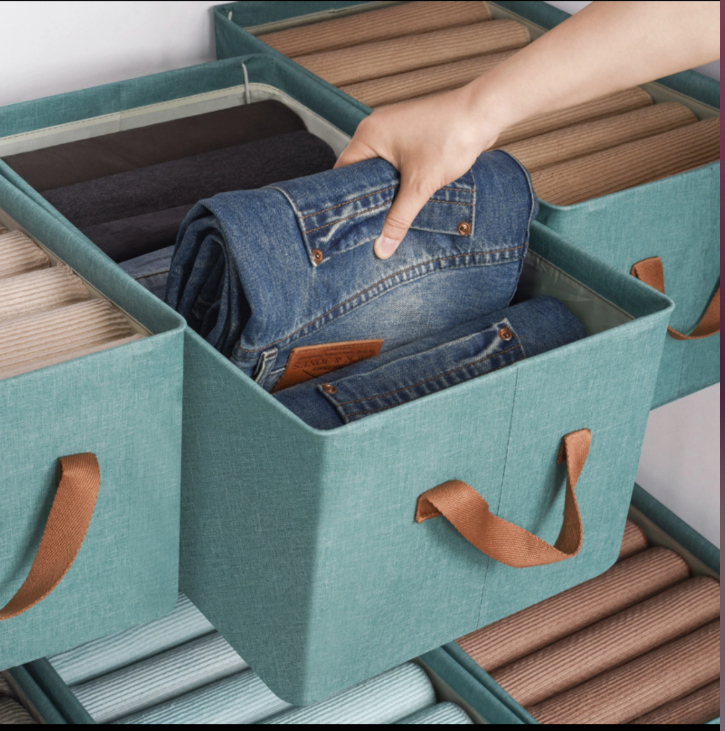 Boîte De Rangement Pliable Grande Capacité Avec Poignées Pour Organisation Maison – Couleur Aléatoire thumbnail 4