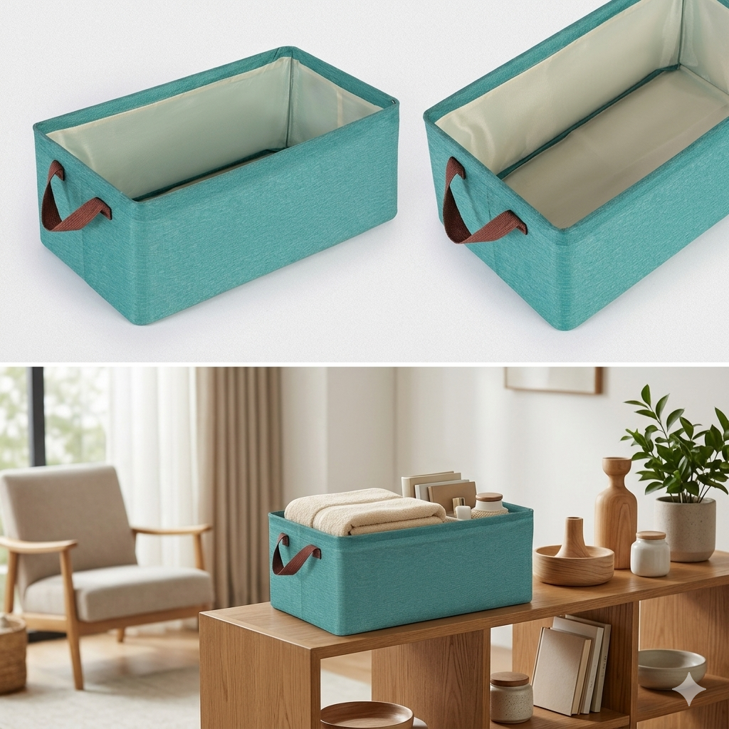 Boîte De Rangement Pliable Grande Capacité Avec Poignées Pour Organisation Maison – Couleur Aléatoire