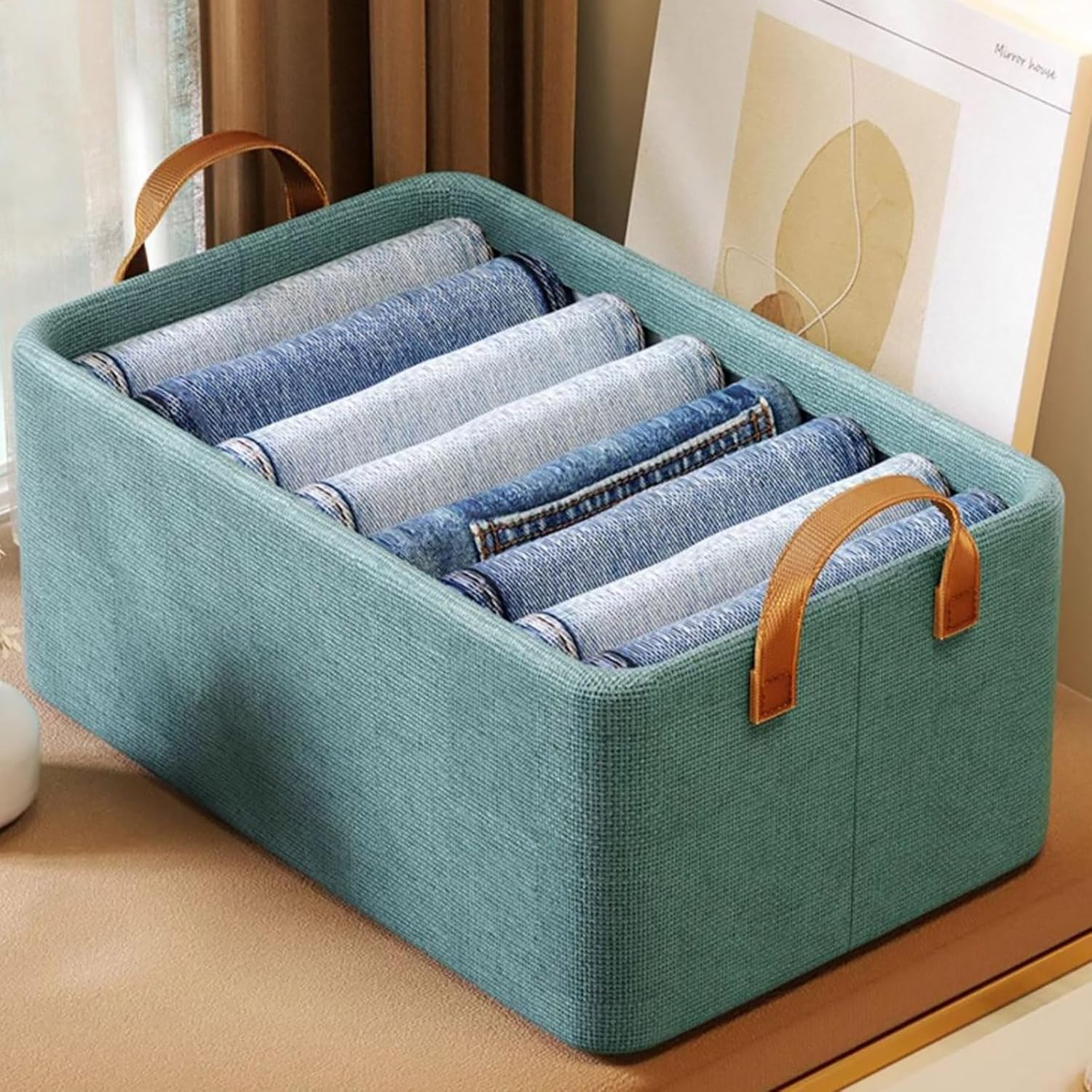Boîte De Rangement Pliable Grande Capacité Avec Poignées Pour Organisation Maison – Couleur Aléatoire thumbnail 5