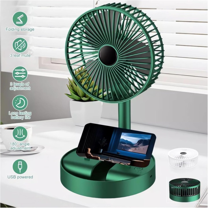 Ventilateur De Bureau Pliable Rechargeable Usb Silencieux Et Portable (couleur Aléatoire) thumbnail 2