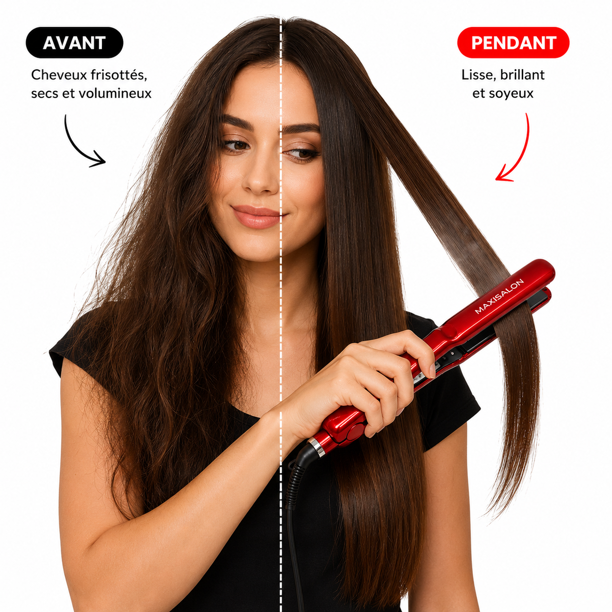Fer À Lisser Professionnel Maxisalon Rouge – Lissage Rapide & Brillance Parfaite