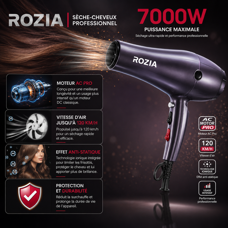 Sèche-cheveux Professionnel Pro 7000w
