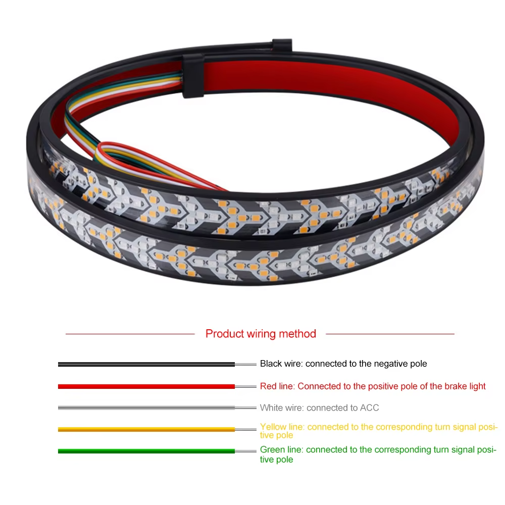 Bande Lumineuse Led Pour Porte Arrière De Voiture Et Camion, Clignotant, Frein D'avertissement Dynamique, Barre De Feu Arrière Inversé Pour Ramassage Jeep 12-24v