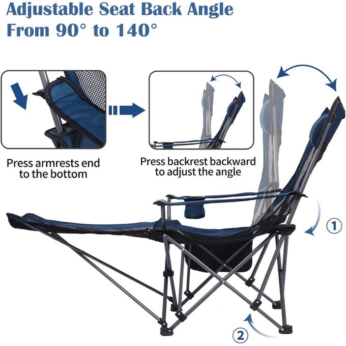 Fauteuil De Camping Pliable Et Inclinable Avec Repose-pieds Intégré Chaise (couleur Aléatoire)