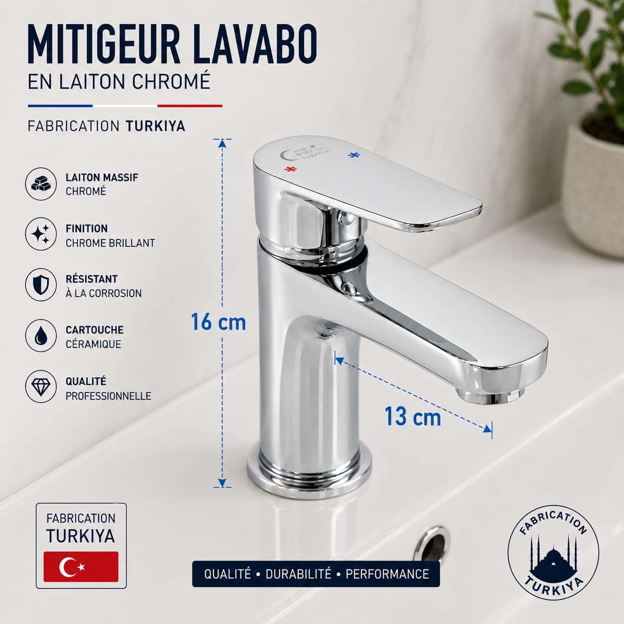 Pack 2 – Mitigeur Douche + Mitigeur Lavabo Chrome thumbnail 3
