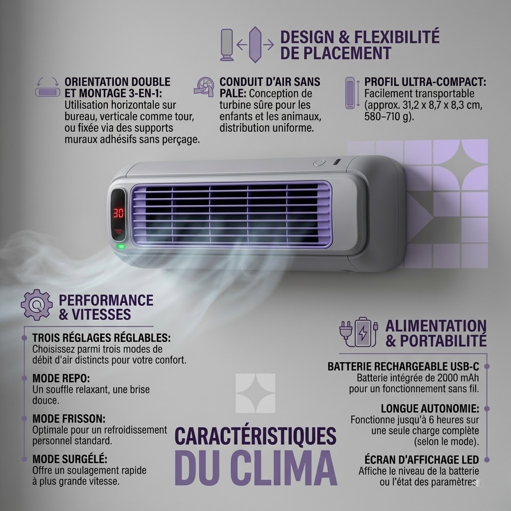 Ventilateur Tour Portable Rechargeable – Couleur Aléatoire thumbnail 5