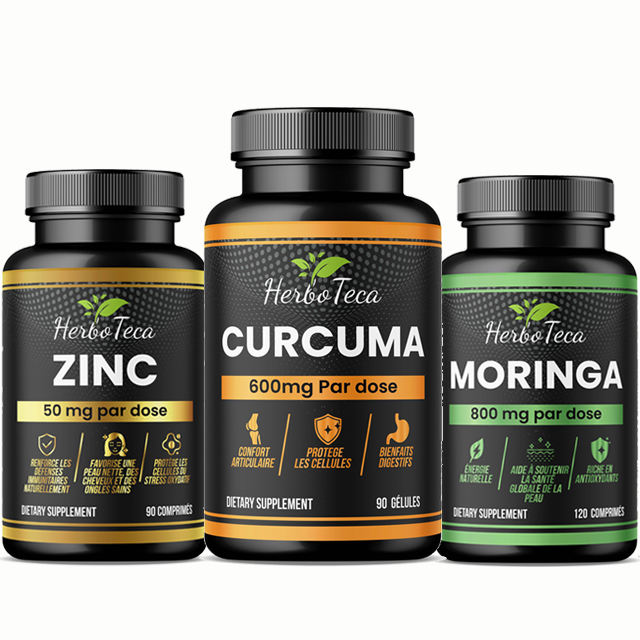 Pack Santé Complète : Zinc, Curcuma & Moringa – Immunité, Articulations Et Antioxydants