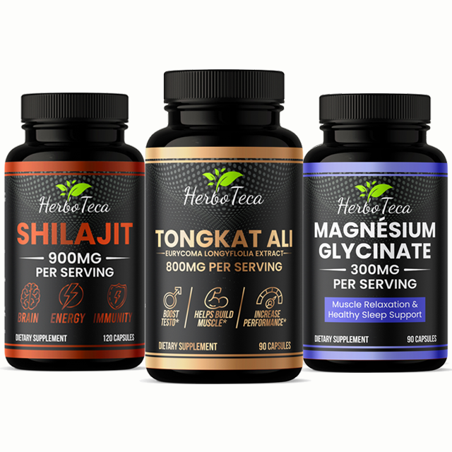 Pack Vitalité Et Force Naturelle – Tongkat Ali 800mg, Magnésium Glycinate 300mg & Pure Shilajit 900mg 