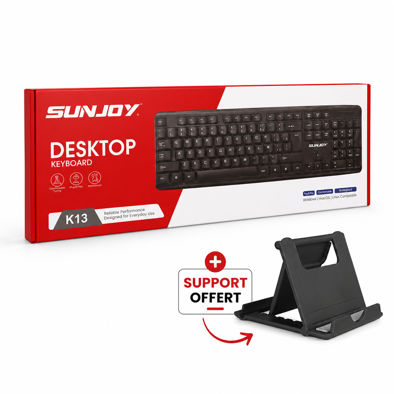Clavier K13 + Support Téléphone Offert