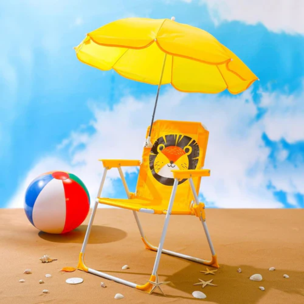 Chaise De Plage Pliable Avec Parasol Pour Enfant - Couleur Et Design Aleatoire