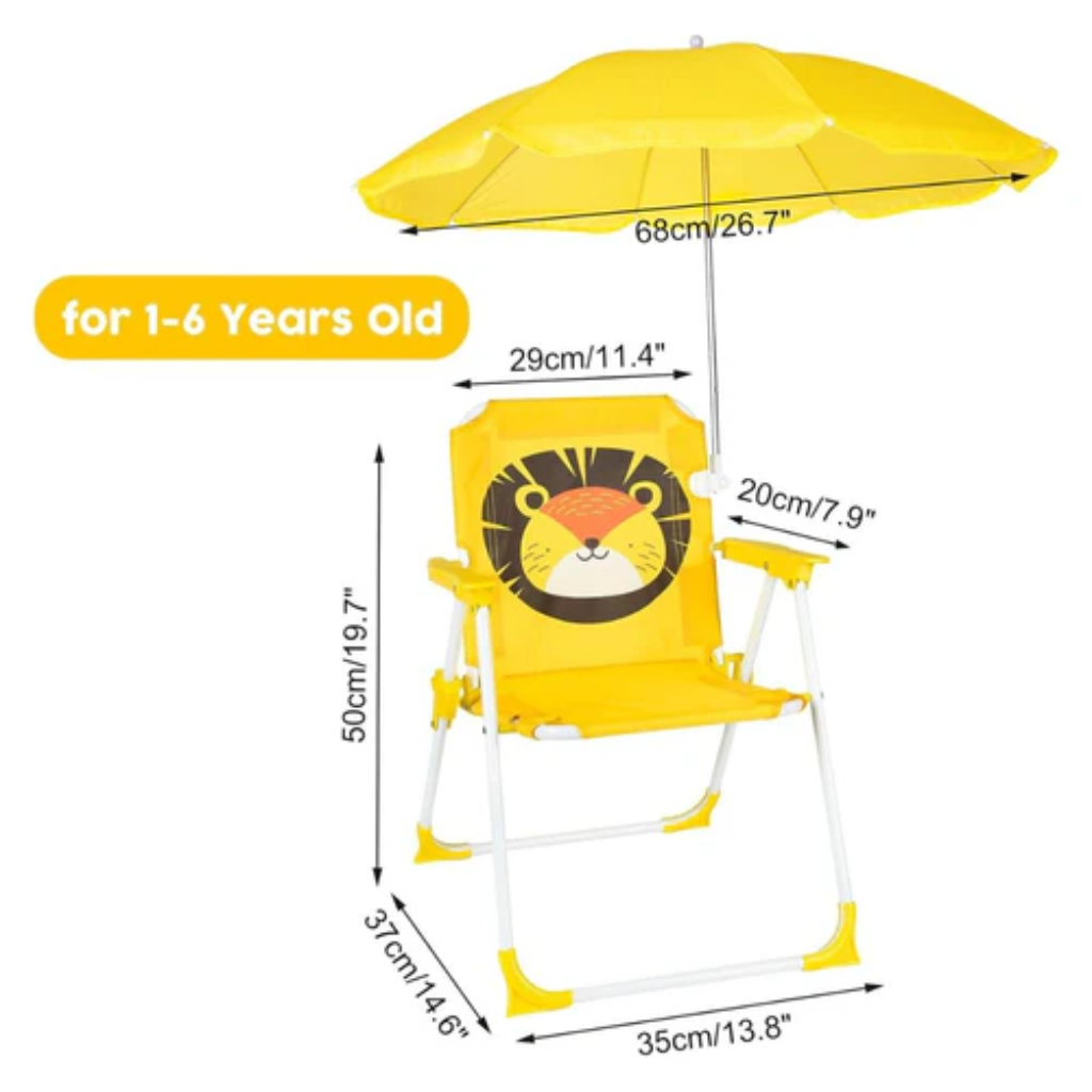 Chaise De Plage Pliable Avec Parasol Pour Enfant - Couleur Et Design Aleatoire thumbnail 4