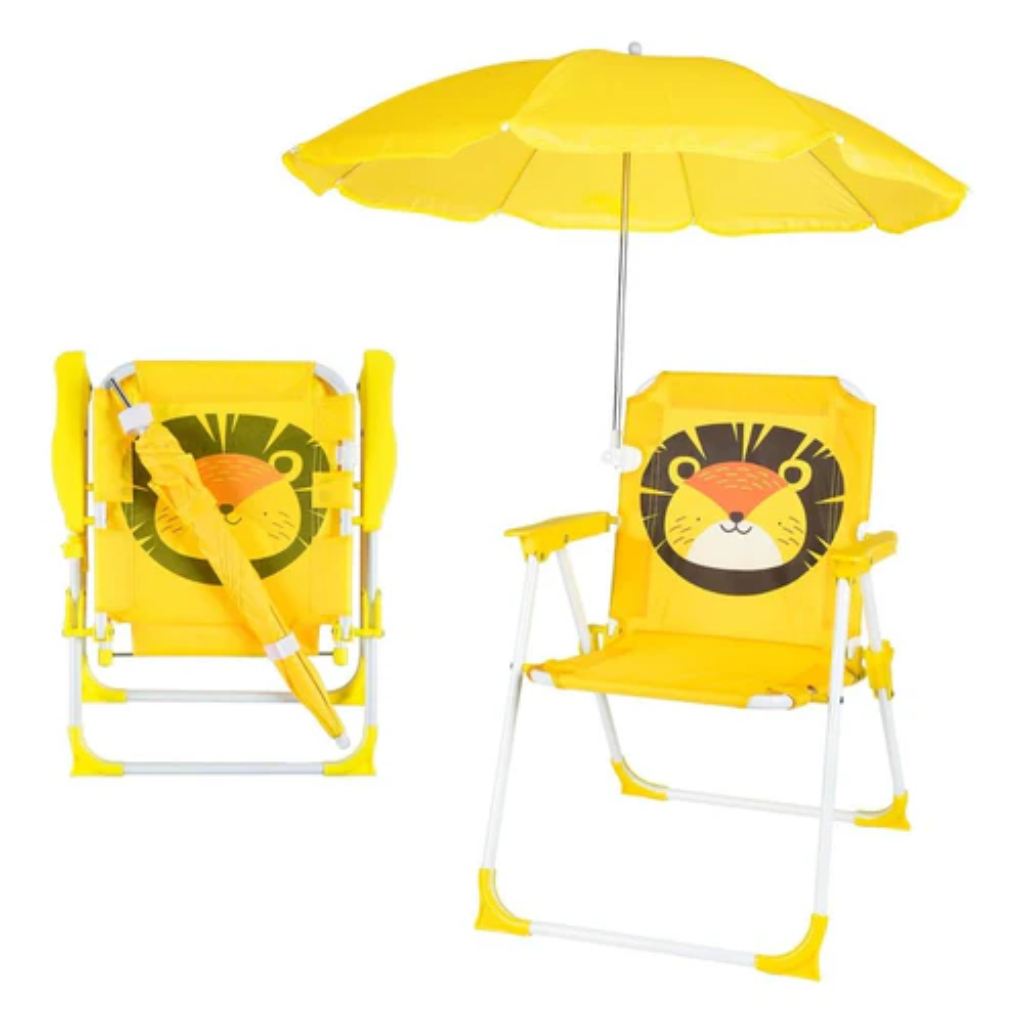 Chaise De Plage Pliable Avec Parasol Pour Enfant - Couleur Et Design Aleatoire thumbnail 6