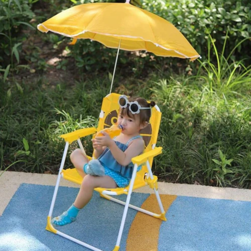 Chaise De Plage Pliable Avec Parasol Pour Enfant - Couleur Et Design Aleatoire thumbnail 7