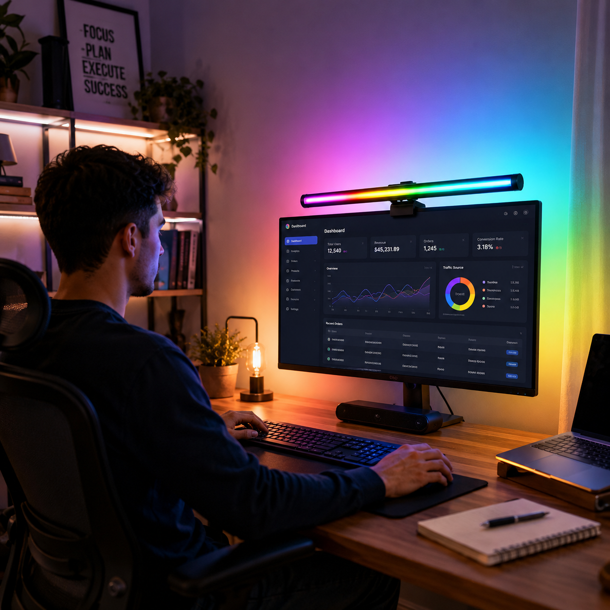 Monitor Light Led Lampe Écran Pc Lampe De Bureau Usb D'ordinateur 40cm Rgb