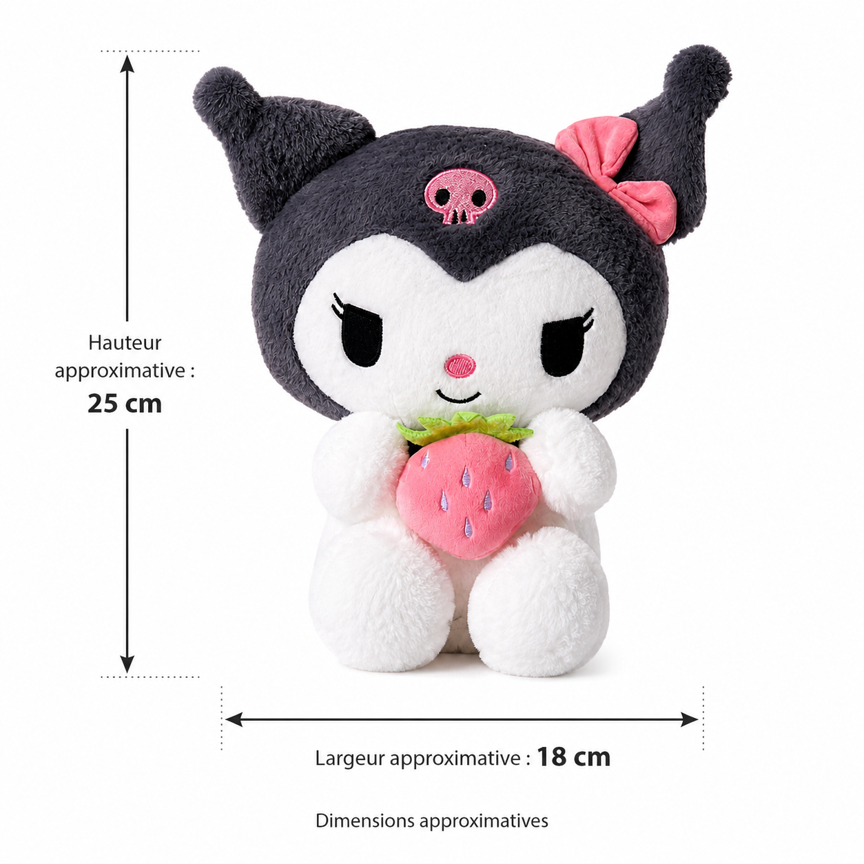 Peluche Kuromi Avec Fraise Rose – Douce Et Mignonne – 25 Cm thumbnail 4