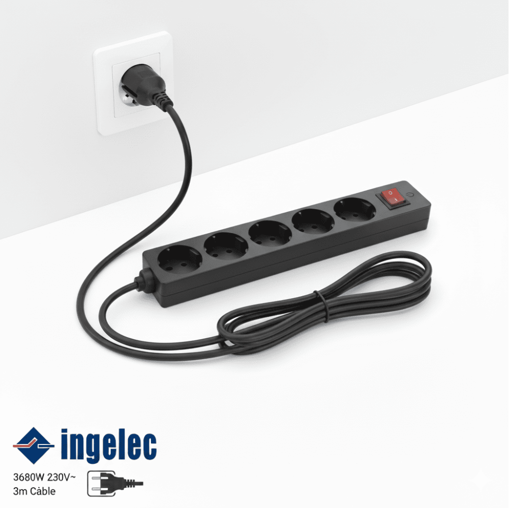 Multiprise Ingelec 5 Prises – Sécurité, Fiabilité & Câble 3m