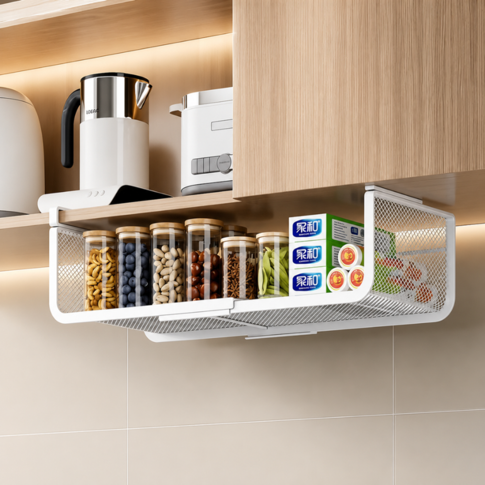 Panier De Rangement Suspendu Extensible Sous Étagère – Couleur Aléatoire thumbnail 1