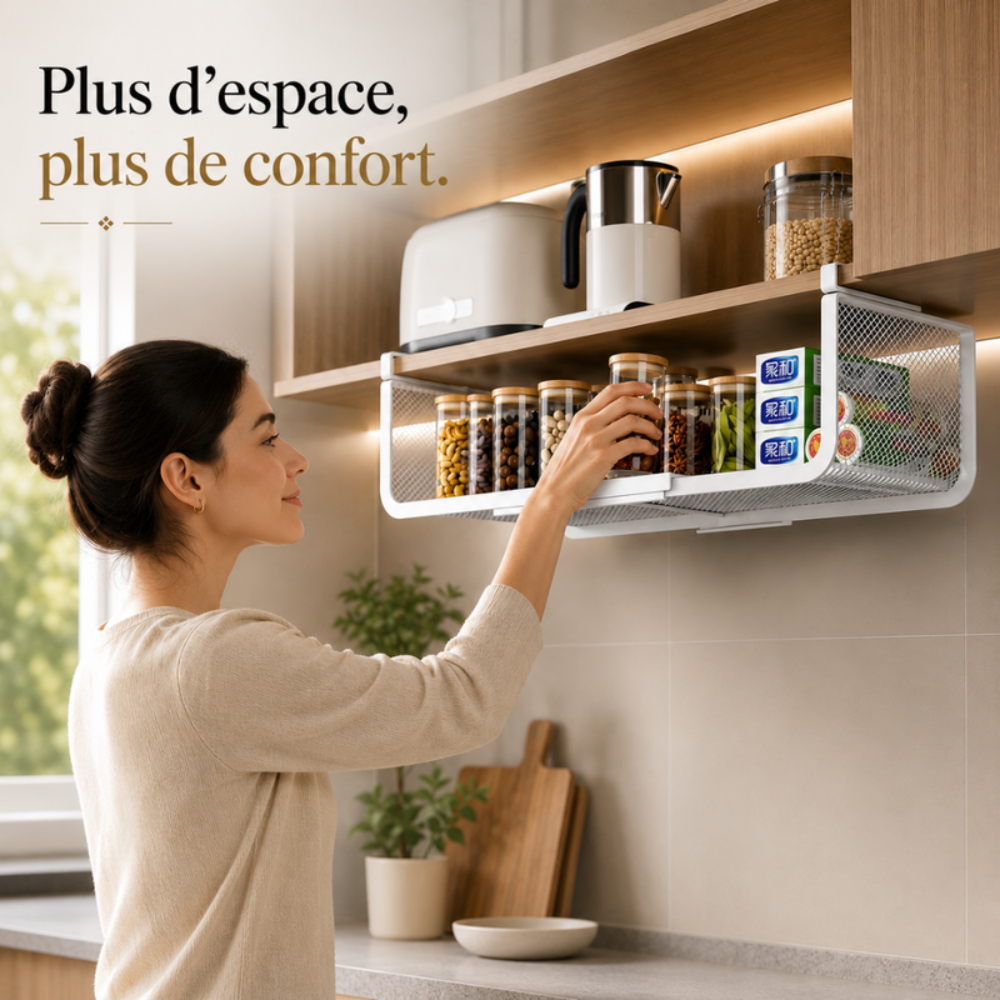Panier De Rangement Suspendu Extensible Sous Étagère – Couleur Aléatoire thumbnail 2