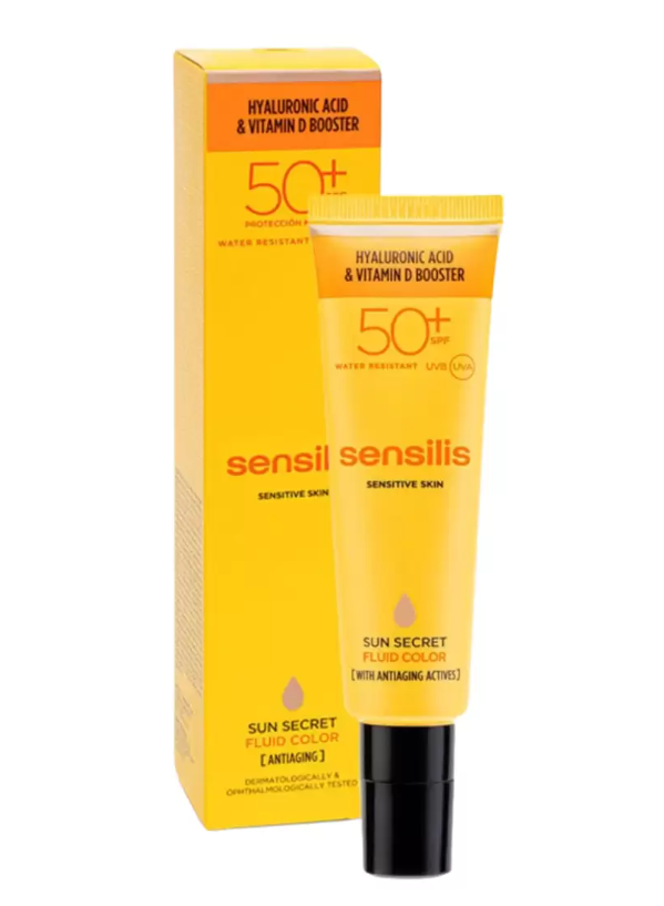 Sun Secret Fluide Spf 50+ – Protection Solaire Visage – Acide Hyaluronique & Vitamine D – Peaux Sensibles