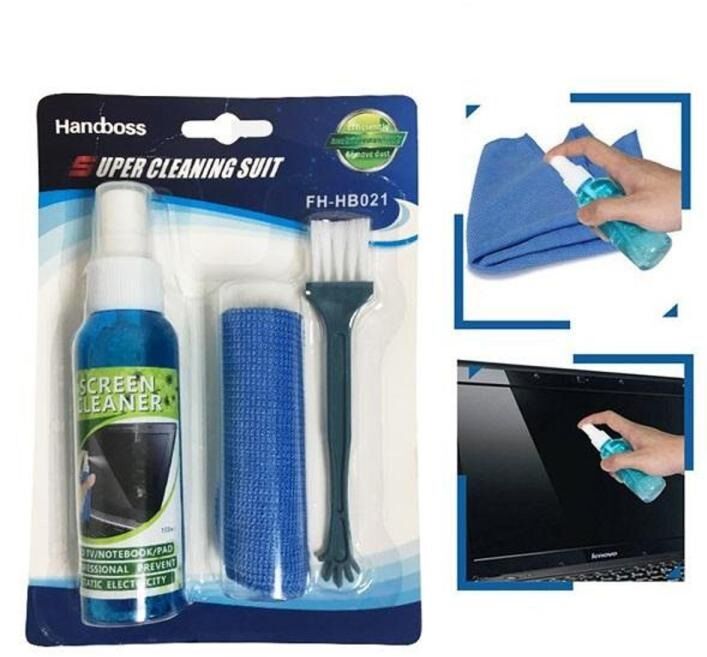 Kit De Nettoyage D'écran 3 En 1 Avec Brosse Et Chiffon Pour Pc