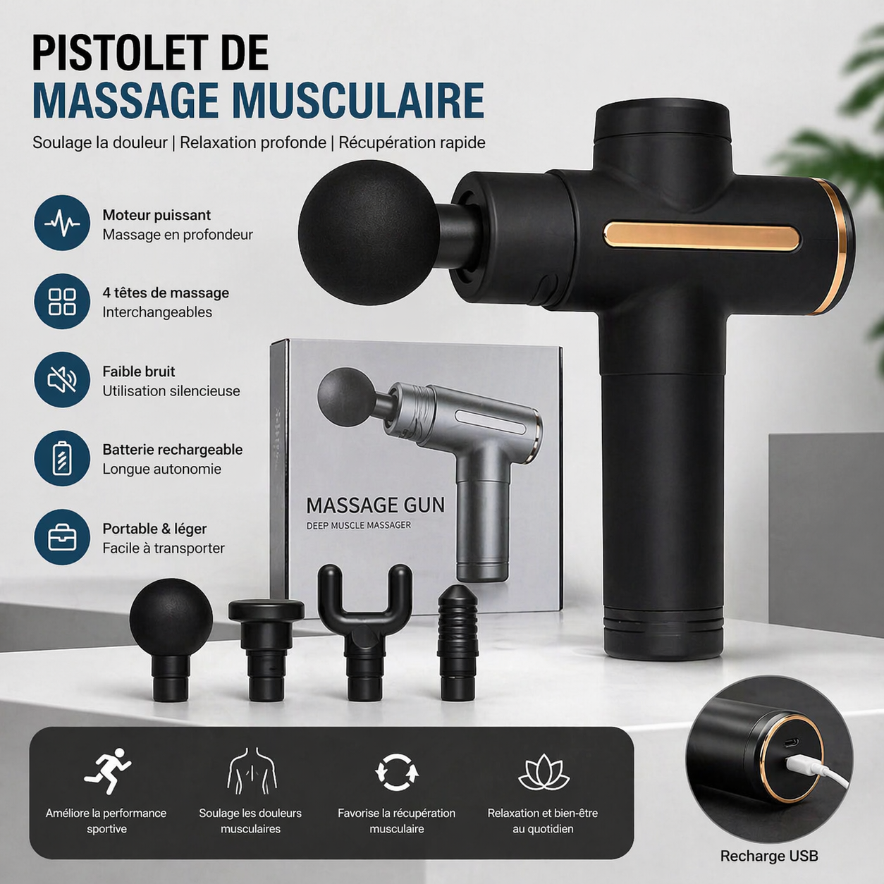 Pistolet De Massage Électrique Musculaire thumbnail 1