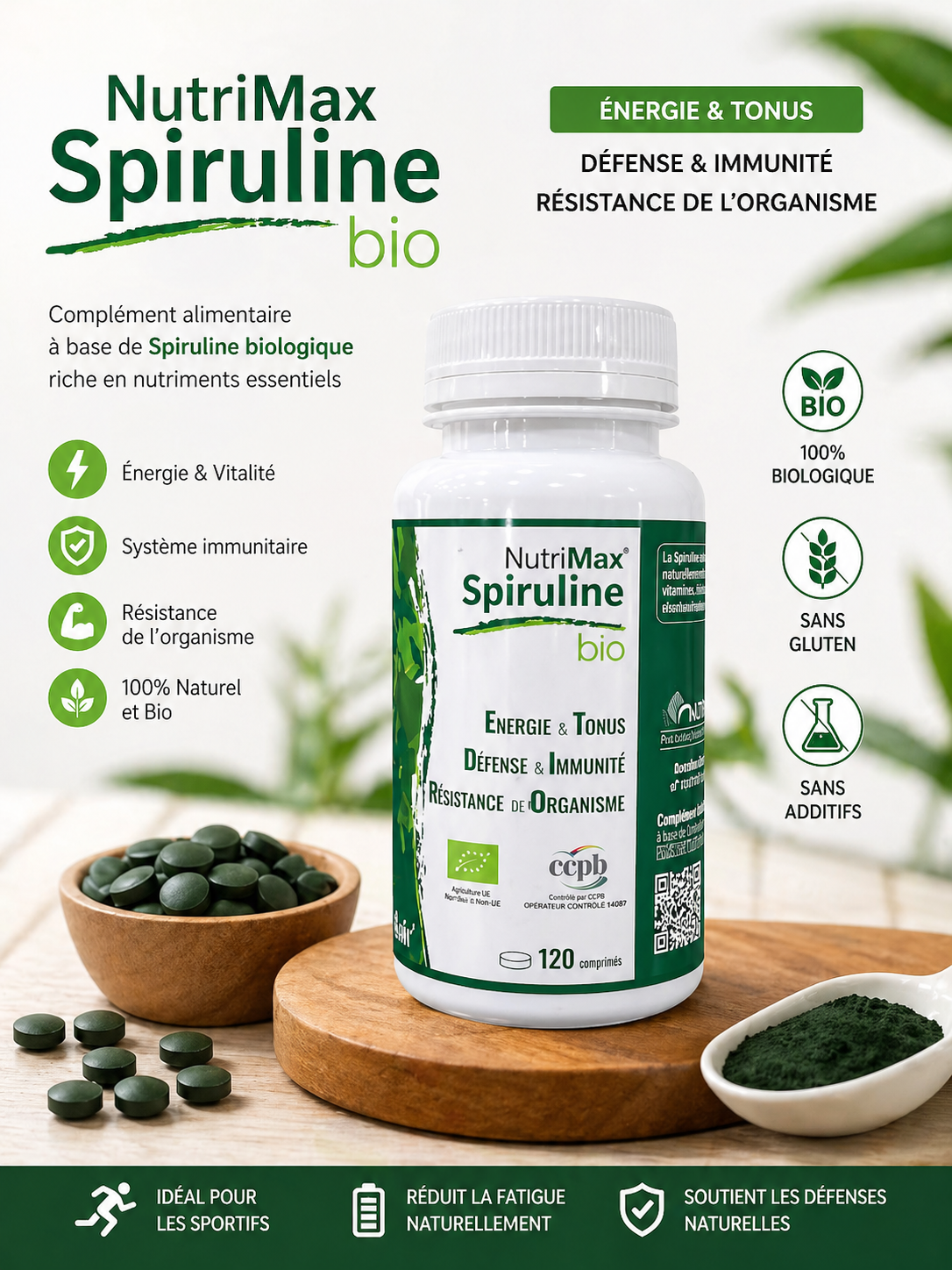 Spiruline Bio – Complément Alimentaire Énergie & Immunité