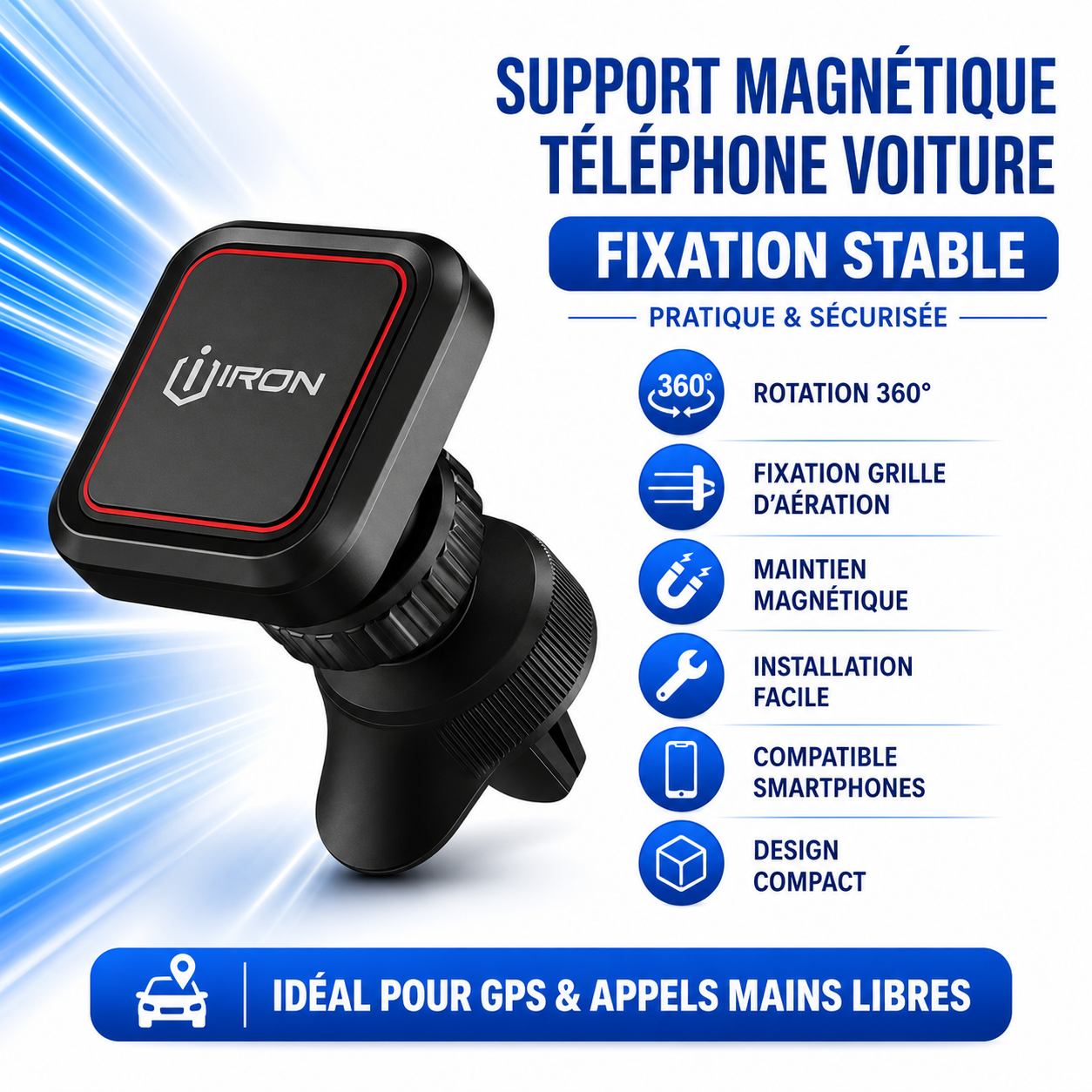 Support Voiture Magnétique – Fixation Stable Pour Smartphone