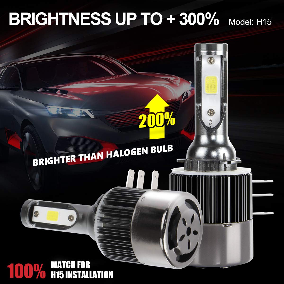 Phares De Voiture À Led V6,feux De Position Latéraux H15,kits De Phares Led Haute Qualité,phare Led H15 Anti-erreur Canbus thumbnail 3