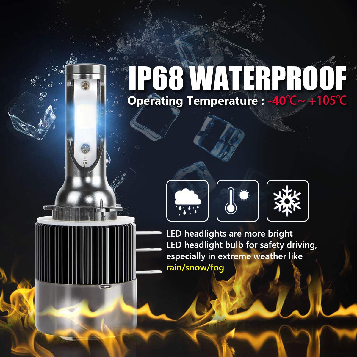Phares De Voiture À Led V6,feux De Position Latéraux H15,kits De Phares Led Haute Qualité,phare Led H15 Anti-erreur Canbus thumbnail 6