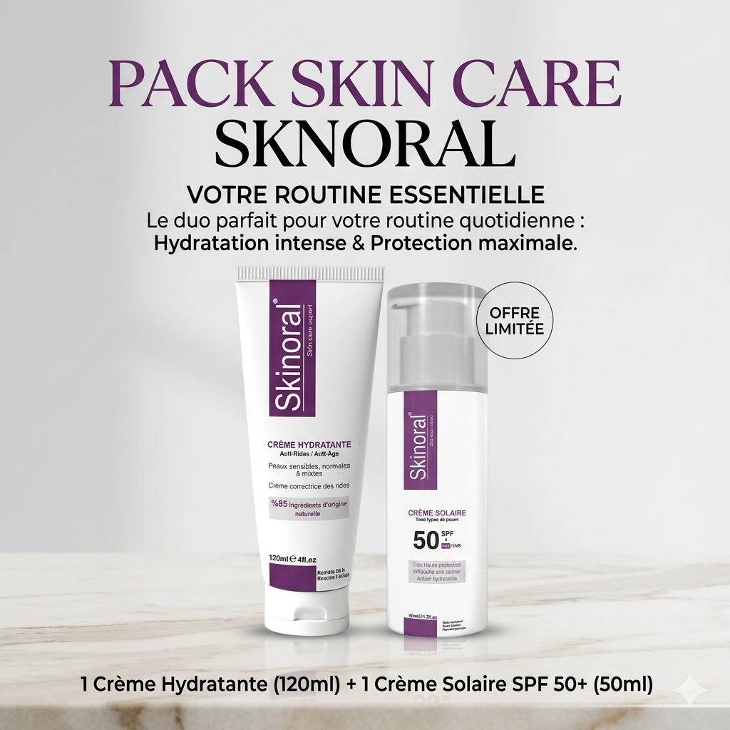 Pack Skinoral Creme Solaire 50+ Spf + Creme Hydratante Anti Age 