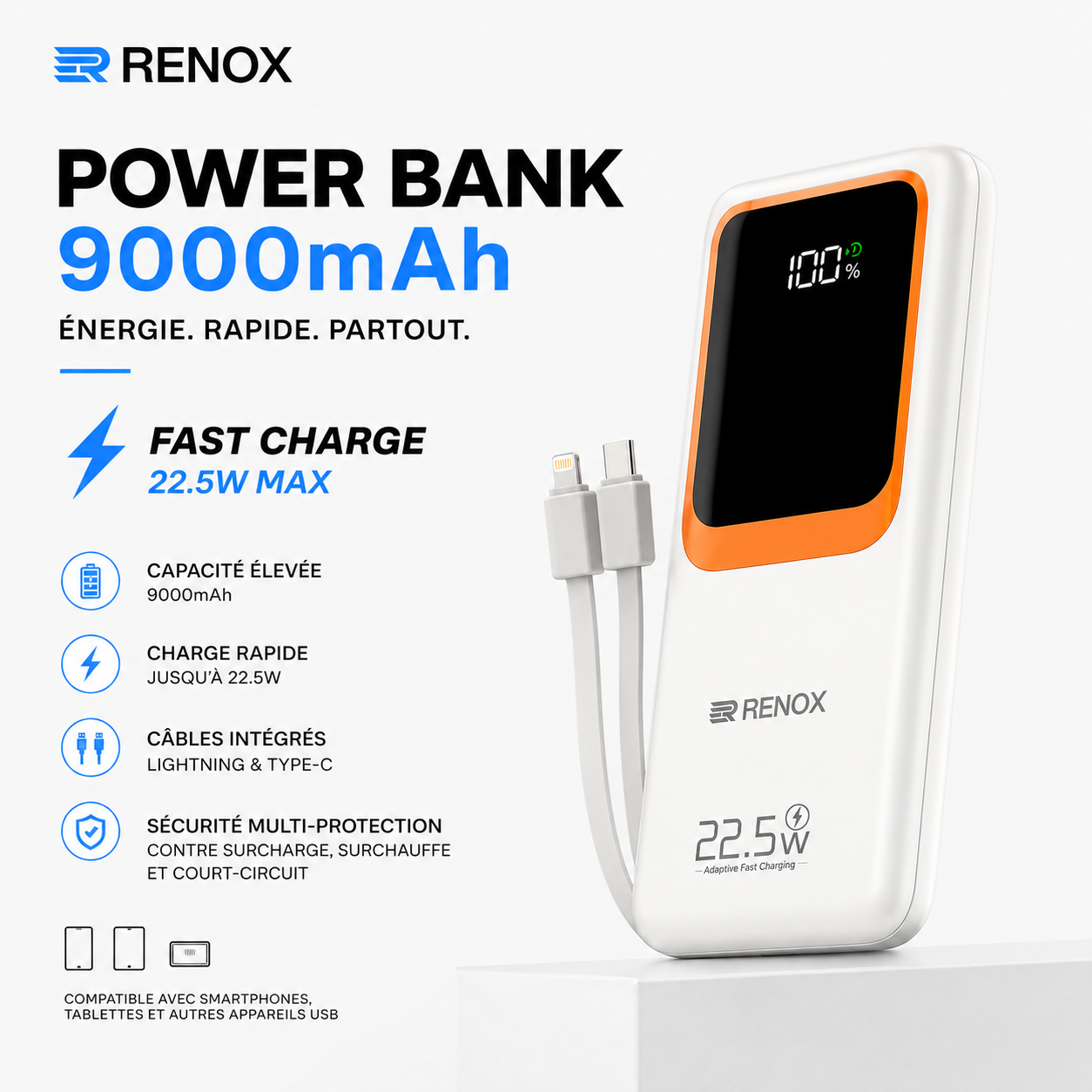 Power Bank 9000mah – Charge Rapide 22.5w