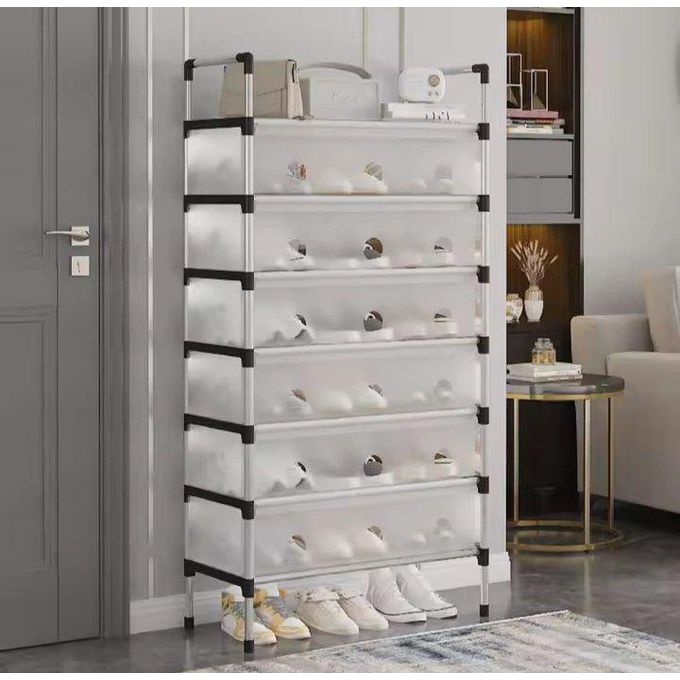 Étagère À Chaussures Multicouche Anti Poussière Armoire De Rangement Meuble Chaussures 7 Etagères